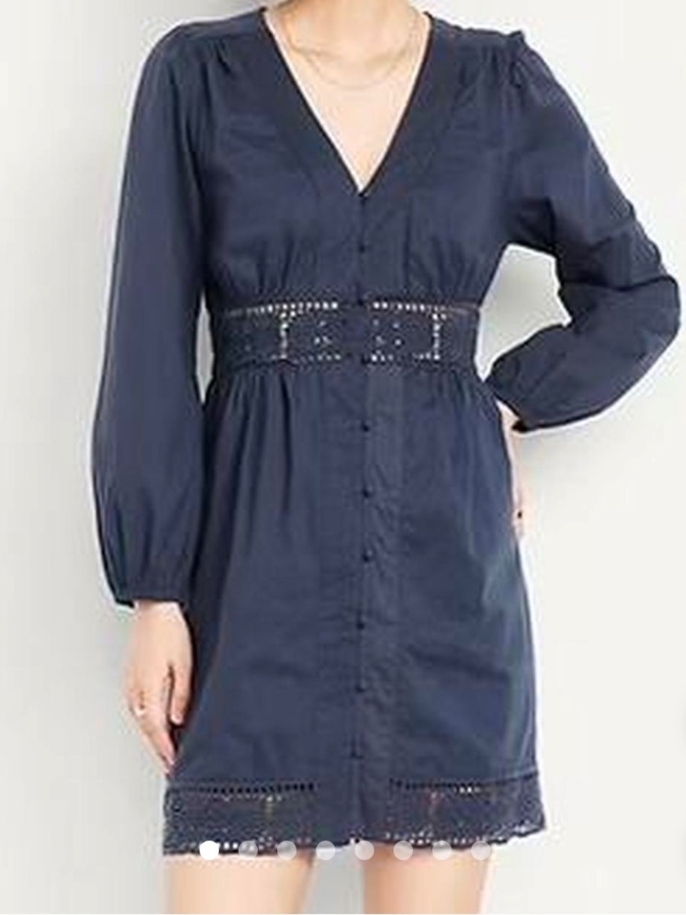 NWT Old Navy Navy Button-Front Shirt Dress with eyelet detailing